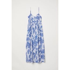 H&M Maxi Button Down Dress Tropical Print Strappy